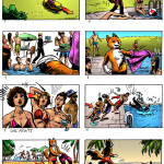 foxy bingo_colour storyboard_storyboard artist london_roger mason_animal drawings_foxes_pool party