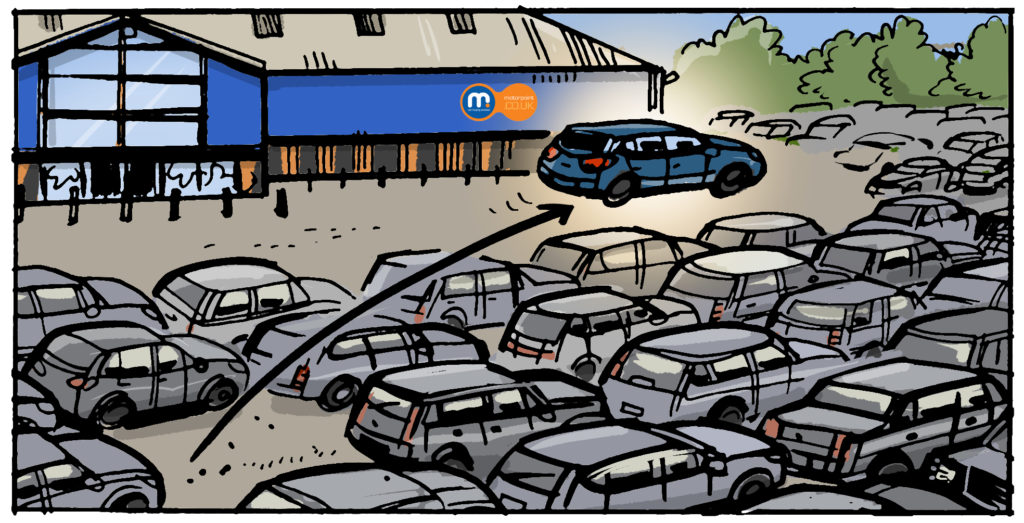 Superhero storyboards for Motorpoint TV commercial. Equinox Films. Roger Mason