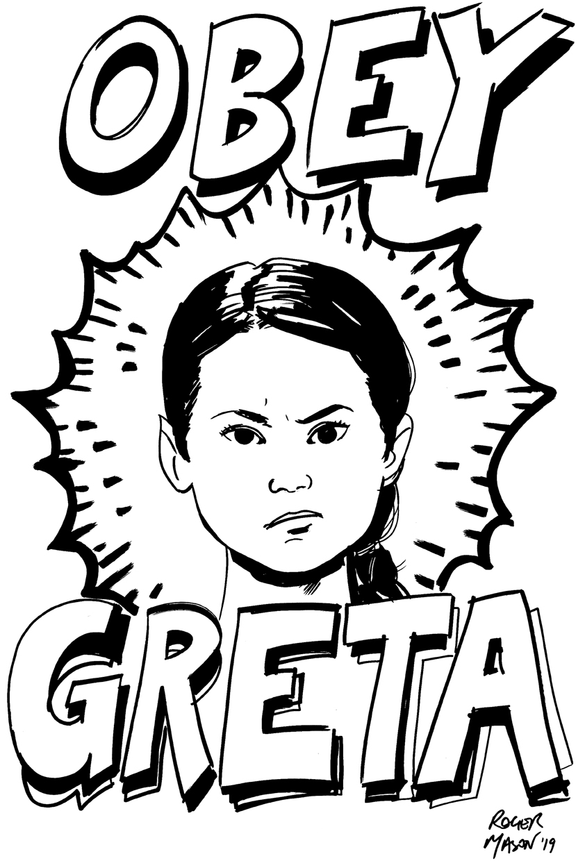 Cartoon of Greta Thunberg